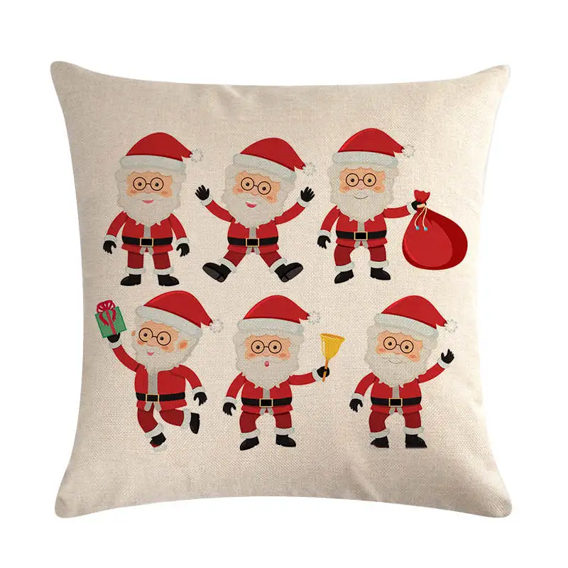 

Christmas Santa Claus Pattern Cotton Linen Throw Pillow Cover 45x45cm Cushion Cover Car Home Sofa Decorative Pillowcase