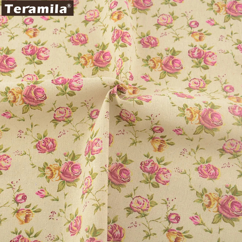 Sewing Material Tissu Tablecloth TERAMILA Cotton Linen Fabric Pillow Bag Curtain Cushion Home Textile Blooming Flowers|sewing material|cotton linen