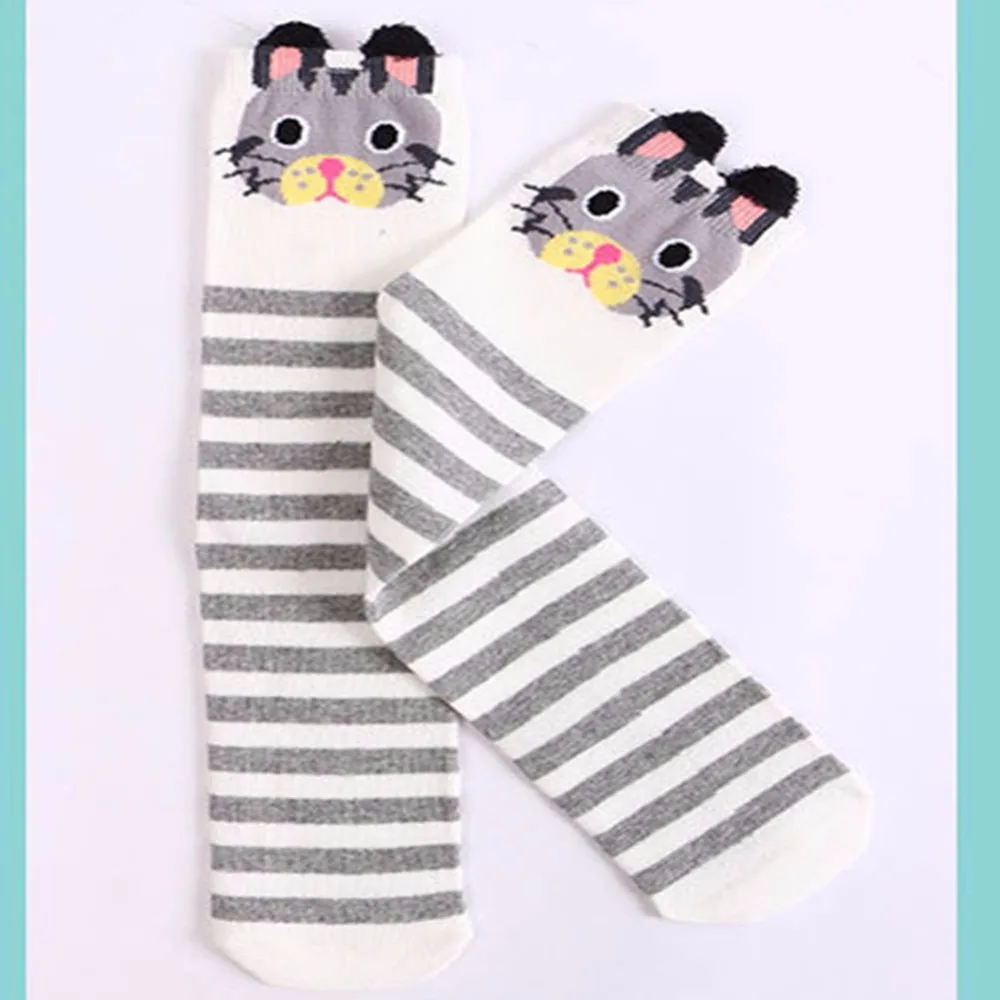 2018 милые Мультяшные носки выше колена в полоску горошек Модные Хлопковые гольфы