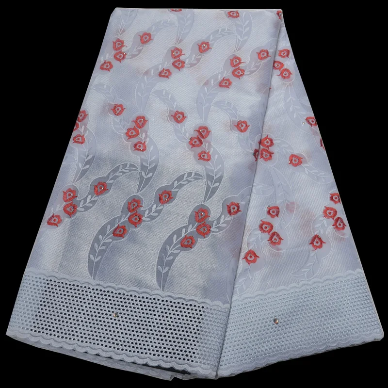 

(5 ярдов/шт.) Высококачественная Белая и красная африканская кружевная ткань швейцарская вуаль кружевная ткань с замечательной вышивкой для...