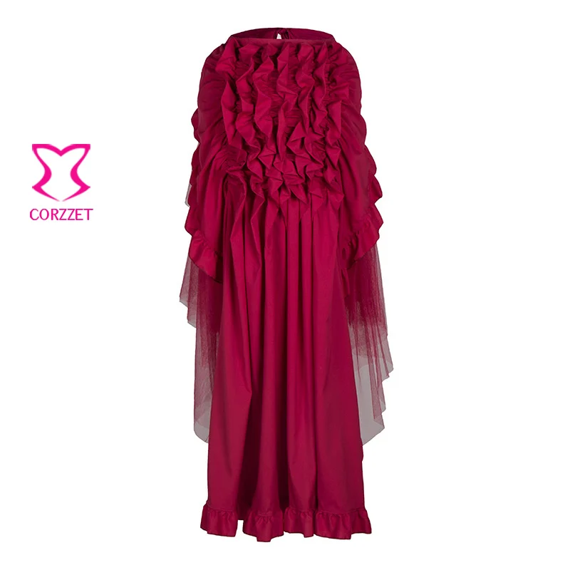 Женская плиссированная юбка в стиле стимпанк Готическая длинная из хлопка и тюля