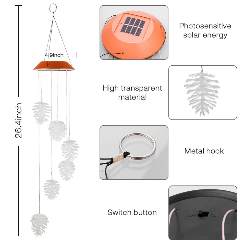 

LED Solar Wind Chimes Outdoor Waterproof Color Changing Light Wind Chime for Home Party Garden Night kids room Decoration