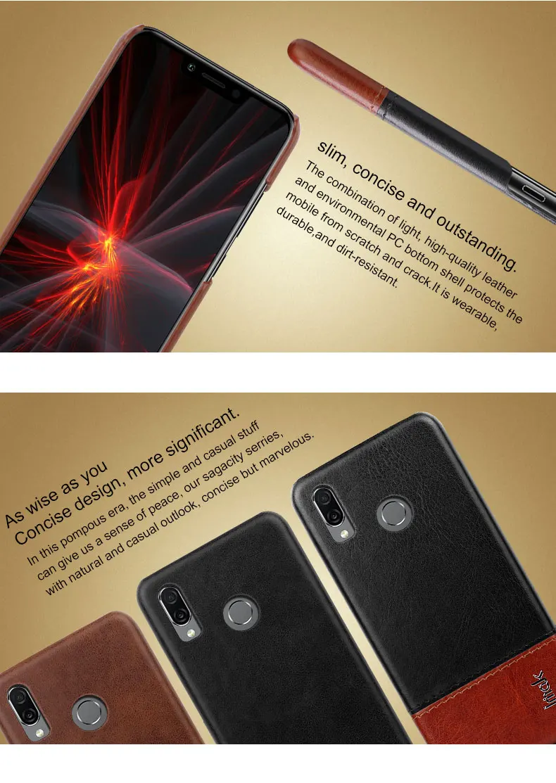 Imak Роскошный Ruiyi тонкий лаконичный чехол s для чехол для Huawei Honor Play задняя крышка чехол для телефона жесткий из искусственной кожи PC coque облегающие чехлы