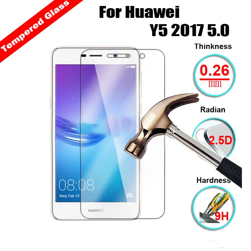 XSKEMP 2 шт./лот 9H Защитное стекло для Huawei Y5 2017 5 0 Премиум Закаленное Защитная пленка
