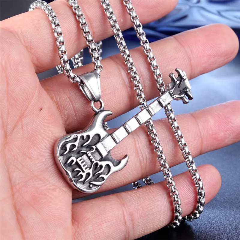2019 Top Fashion Time-limited Stainless Steel Moana Choker Collares Guitar Necklace Men's Pendant Chain | Украшения и