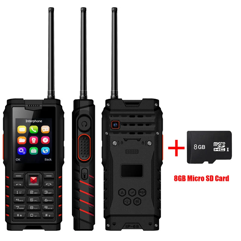 Red add 8GB card Ioutside T2 ip68 водонепроницаемый ударопрочный русская клавиатура мобильный телефон 4500 мАч 2," рация домофон открытый FM сотовый телефон - Цвет: Red add 8GB card
