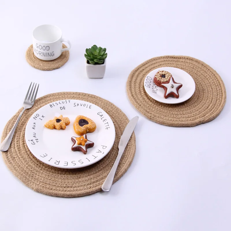 Linen Обеденный стол подставка под стаканчик кофейная подставка Западный коврик круглые овальные коврики под тарелки ручной работы защита рабочего стола кухонные аксессуары - Цвет: Linen