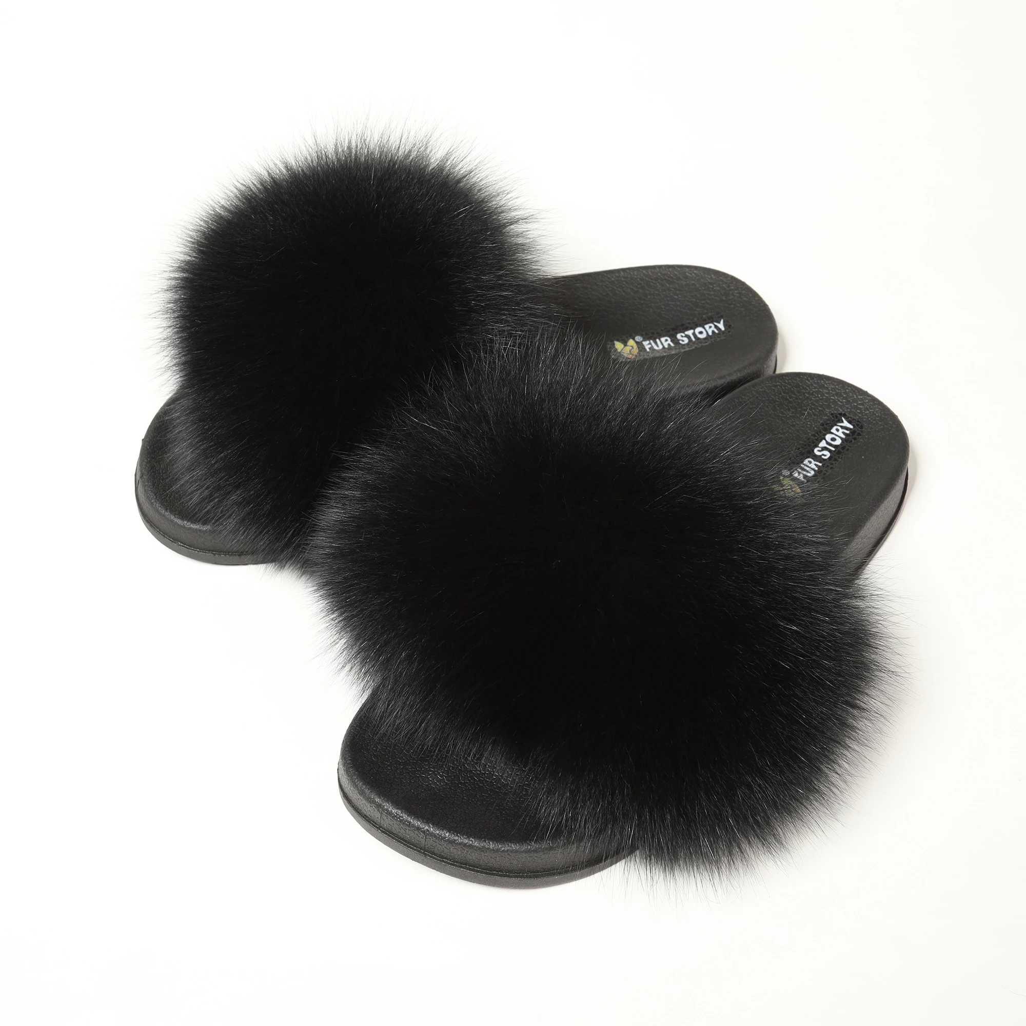 Женские шлепанцы с лисьим мехом для лета меховые улицы мягкие пушистые тапочки