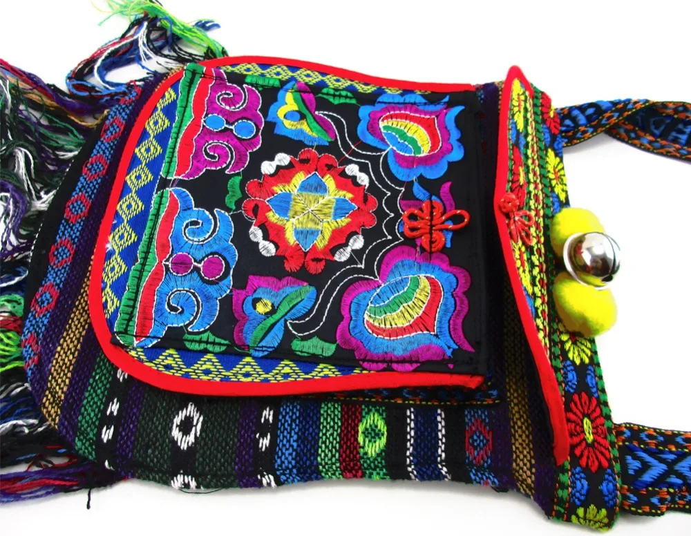 Винтажная Этническая тайская индийская Бохо сумка на плечо Hmong женская льняная