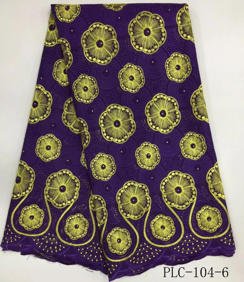 

2017 newly Swiss Voile Lace high quality embroidery African cotton Lace Fabric with stones for making clothes PLC-104