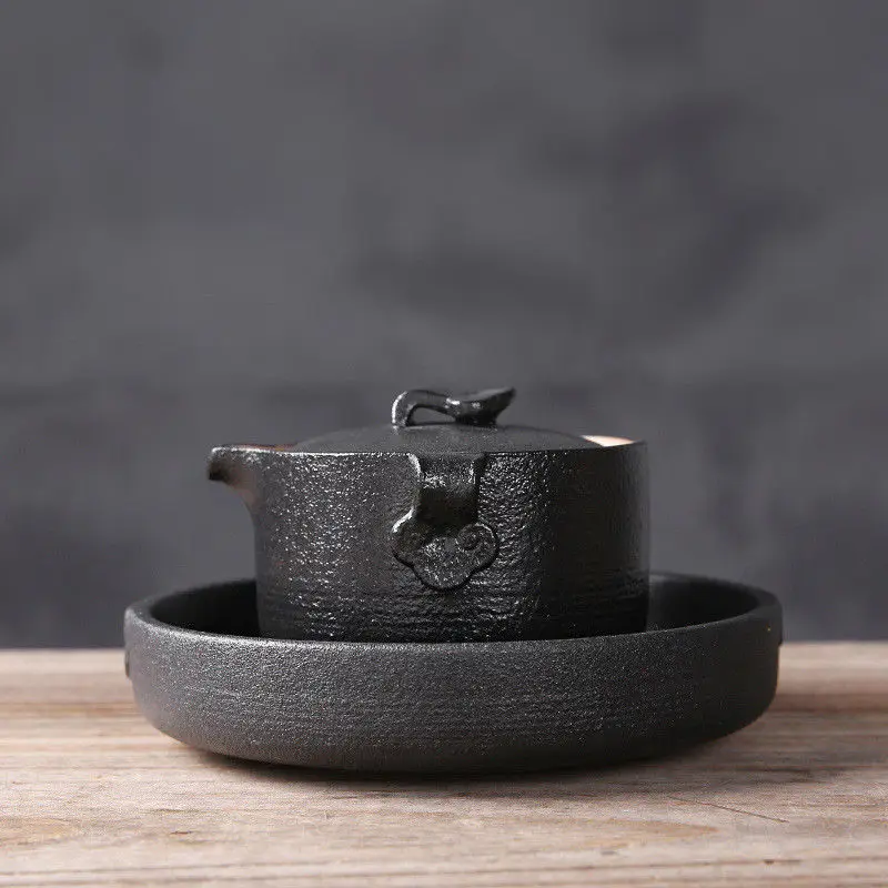 

Black Zen Ceramic Teapot Cushion Teacup Coaster Pottery Drip Tray Kungfu Teaware