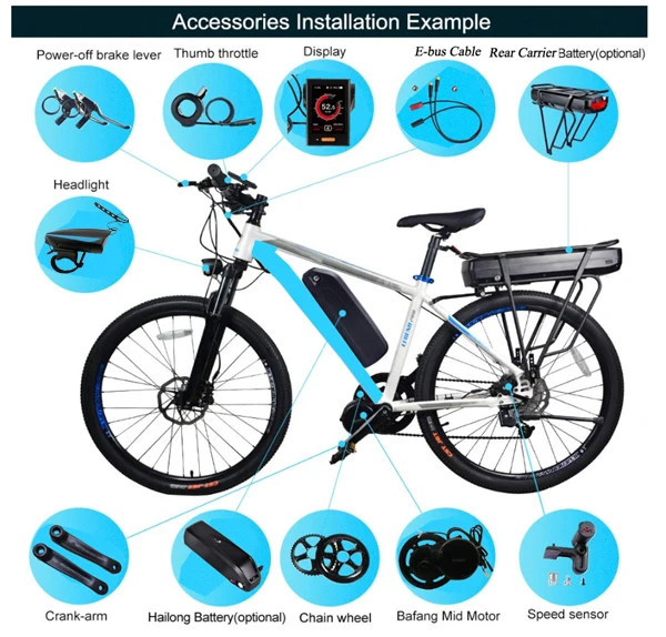 ЕС NZ CA нет налога! 48V 750W Bafang BBS02B середине приводной двигатель комплект для переоборудования электрического велосипеда с 13Ah/15Ah Электрический велосипед Батарея