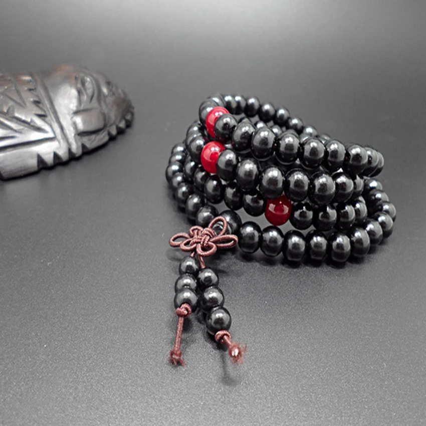 Лидер продаж модные бусины из натурального черного дерева 8 мм браслеты Будды