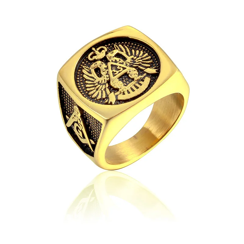 US 8 до 13 размер Master Freemason Masonic Signet кольца Орел Титан Нержавеющая сталь Iced Out Bling