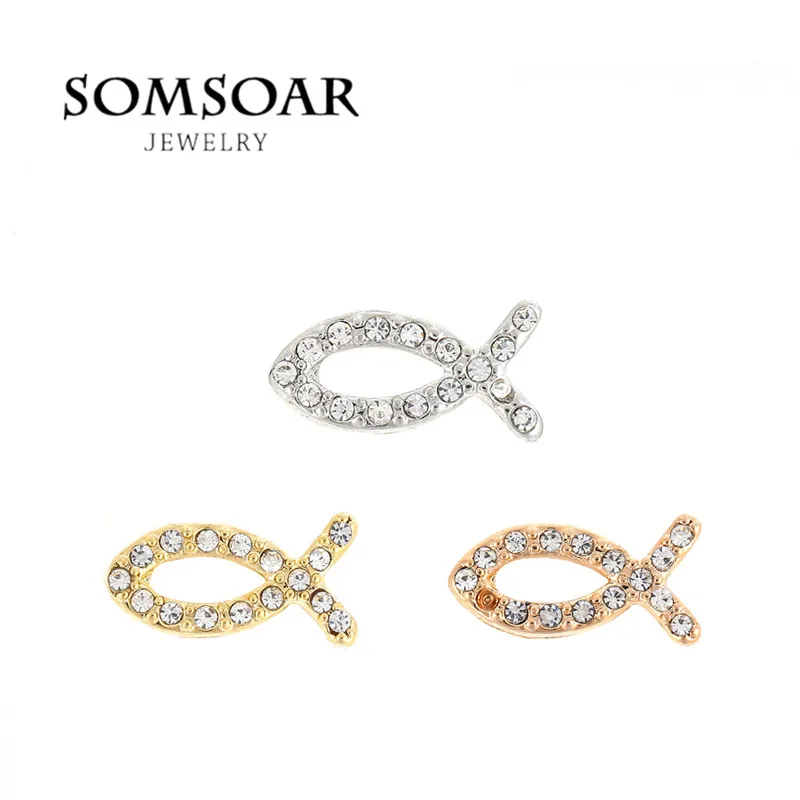 Somsoar ювелирные изделия ing FISH знак хрустальные подвески из нержавеющей стали