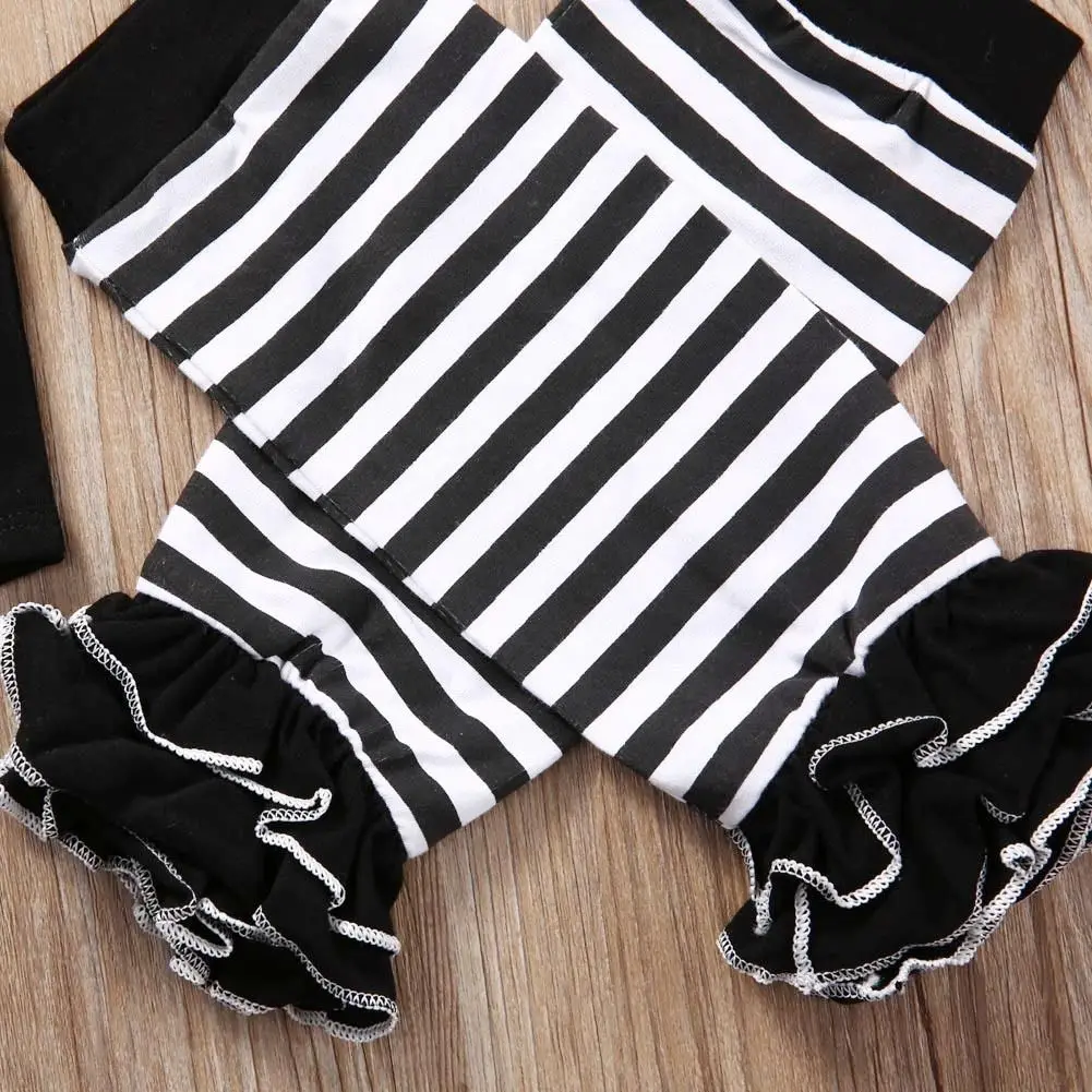 Newborn Baby Boy Girl 3pcs Outfit Clothes Set Short Sleeve Daddy Romper Tops+Striped Leg Warmer Bow Headband Outfits | Детская одежда и