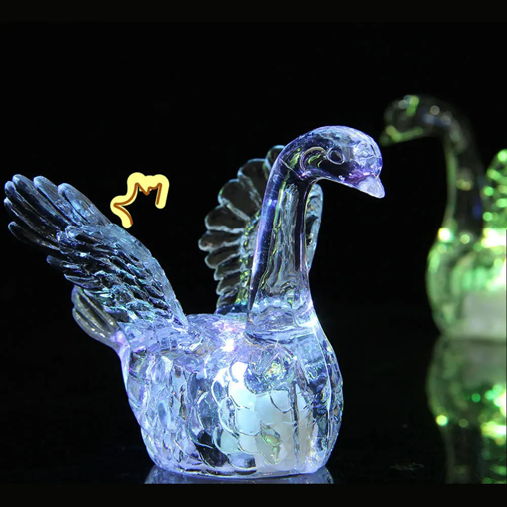 10 шт./лот светодиодные светящиеся животные в форме лебедя ночные огни красочные