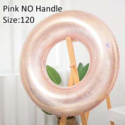 120 pink no handle Размер 90/120 блеск сверкающий взрослый плавательный круг блестящий круглый круг надувной бассейн поплавок с ручкой желтый розовый - Цвет: 120 pink no handle