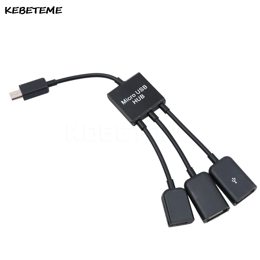 KEBETEME оптовая продажа 3 в 1 штекер гнездо двойной микро USB 2 0 хост OTG концентратор