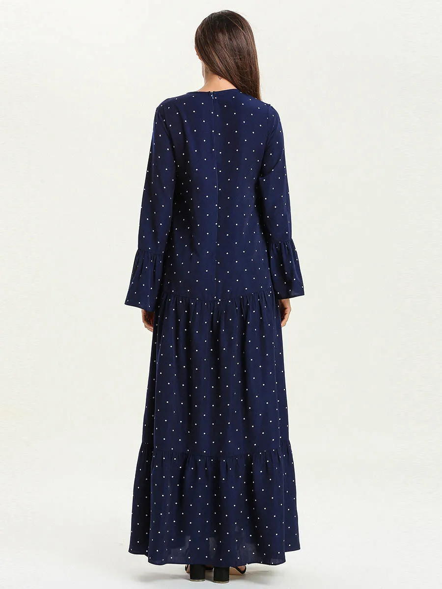 4XL Абая для мусульманских женщин платья печатные пурпурно синие макси abaya Jalabiya