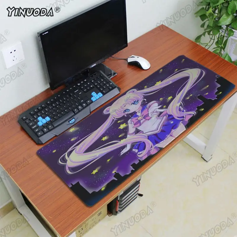 Lock Edge 40X90cm Yinuoda Подарочный коврик для мальчика Сейлор Мун Кот игровой плеер Настольный Ноутбук резиновый коврик для мыши DIY Дизайн Шаблон компьютерный игровой коврик для мыши - Цвет: Lock Edge 40X90cm