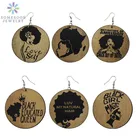 SOMESOOR, Африканская женщина, натуральные волосы, деревянные серьги-капли, резные черные девушки, волшебная образованная королева, афро этнические амбиции в подарок, 6 пар