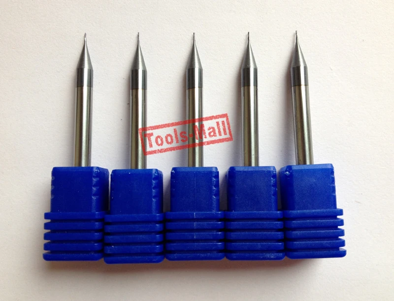 5 шт. 0 8 мм MicroGrain Вольфрамовая карбидная плоская фреза с 2 канавками HRC55 Фрезы ЧПУ