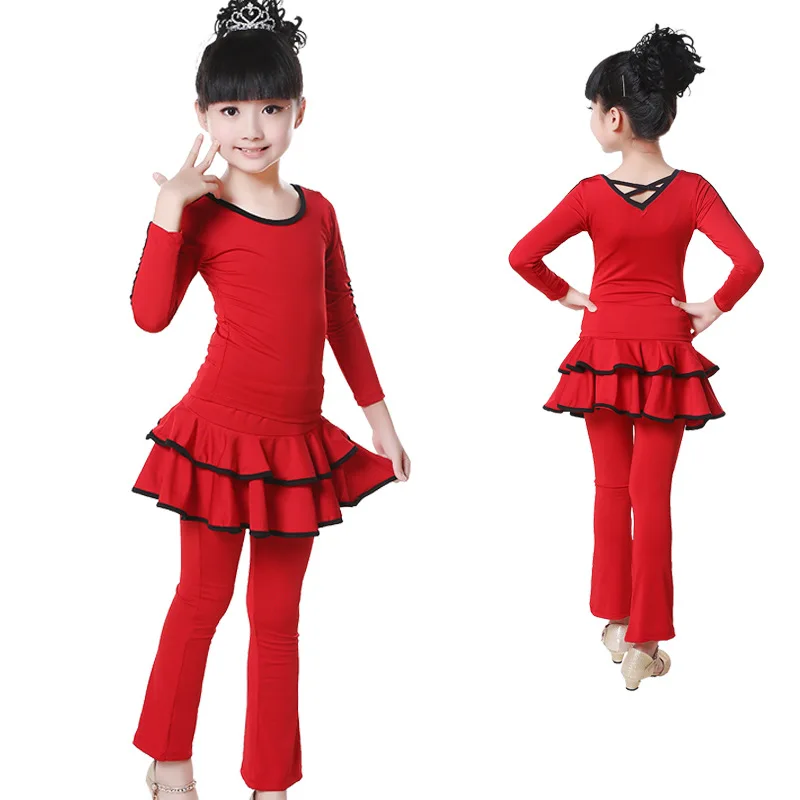 

Children's Latin Dresses Costumes Fall / Winter Children's Dress Up Girls Latin Dance Dresses Long Sleeves Dresses