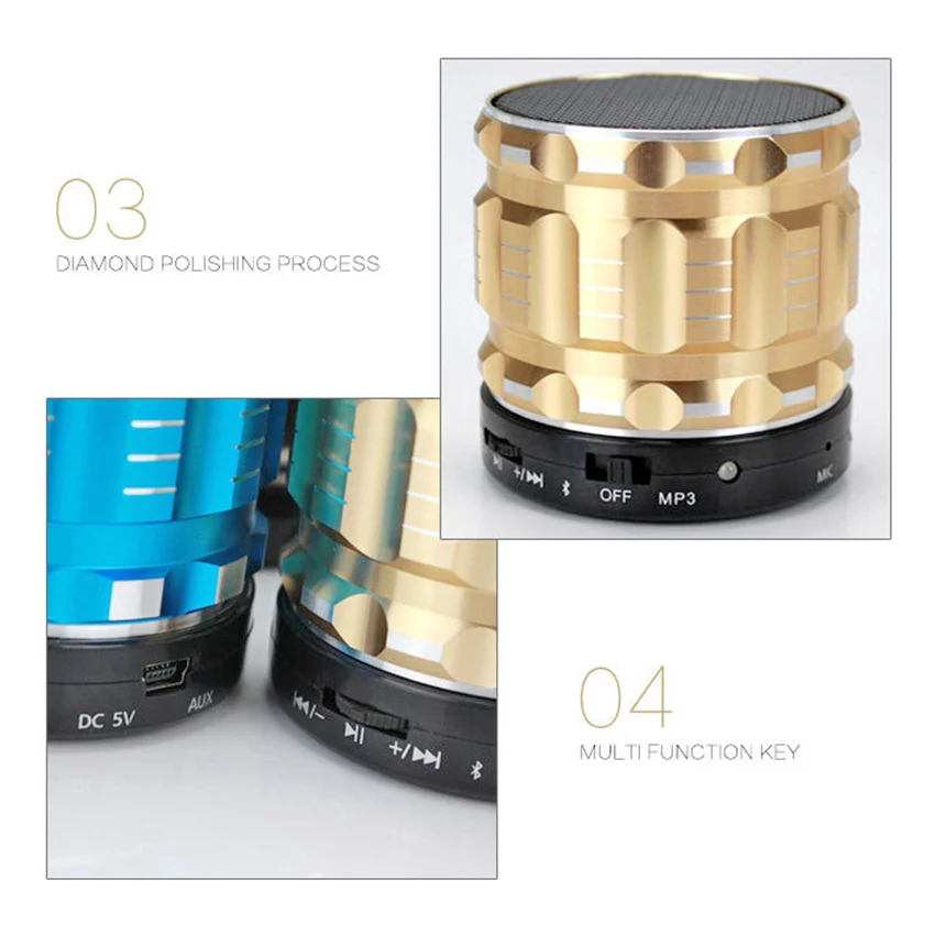 Aimitek S28 портативный металлический мини bluetooth динамик беспроводная стальная