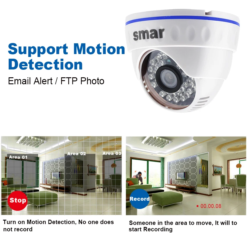 Smar H.264 купольная IP камера Камера 1.3MP 2MP Сетевой Видео 24 инфракрасных светодиодный