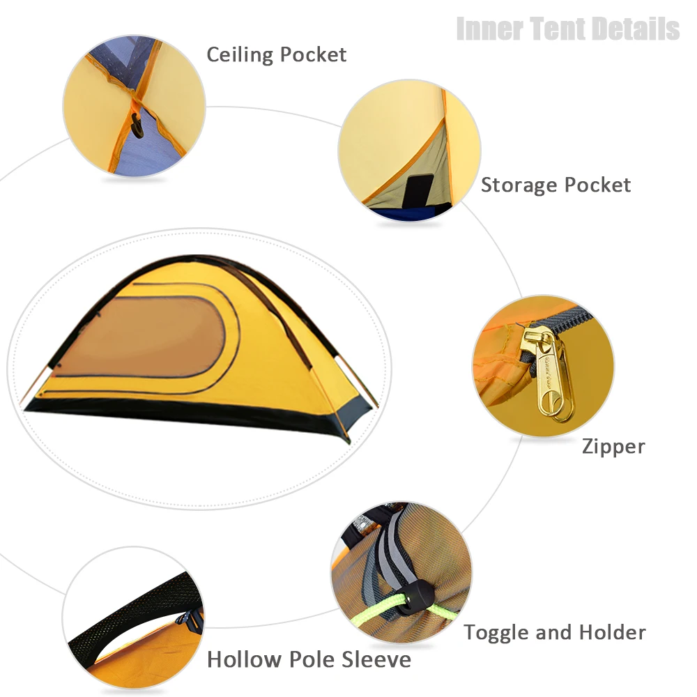 Online GeerTop Wasserdichte Camping Zelt 1 Person 4 Saison Doppel Schichten Ultraleicht Kompakte Rucksack Doom Zelte Outdoor Wandern Tourist