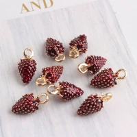 10pcslot jewelry making drip alloy charm pendant accessories red strawberry mulberry enamel charm 816mm