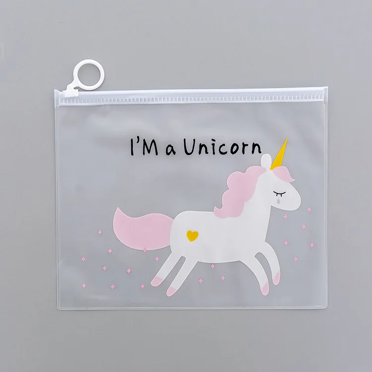

20pcs Unicorn PVC file bag pencil case file folder documents filling bag office school suppllies stationery bag