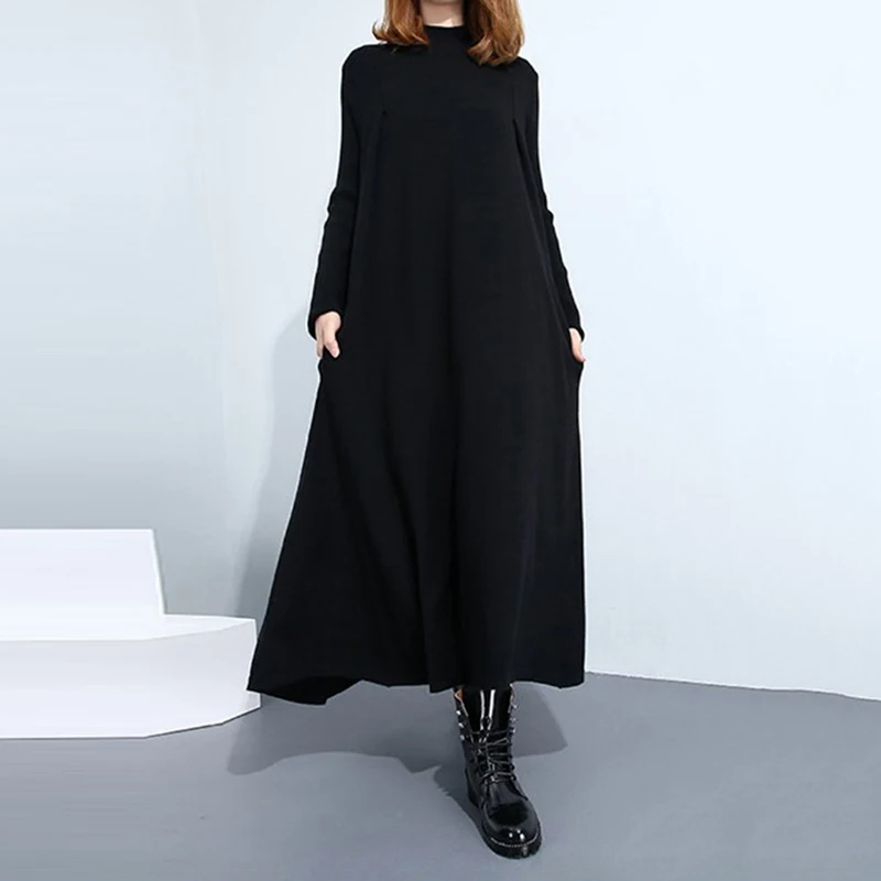 Женское сексуальное длинное платье с высоким воротником и длинным рукавом