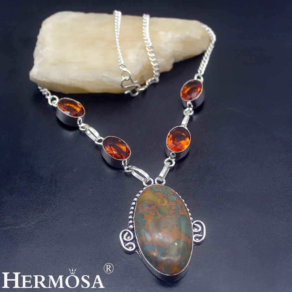 Hermosa ювелирные изделия уникальная Мода зеленый UNAKITE морганит серебро 925 пробы