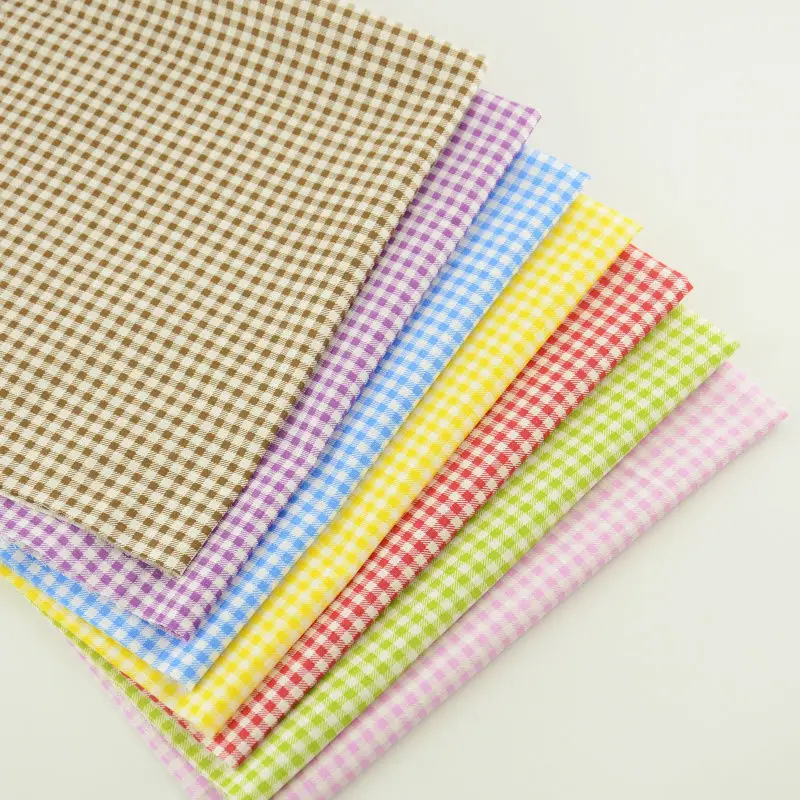 Booksew Telas Tecidos de Patchwork 7 шт./лот прекрасный красочный клетчатый хлопок простой ткань метр DIY стеганые ткани Tissu Stoffen