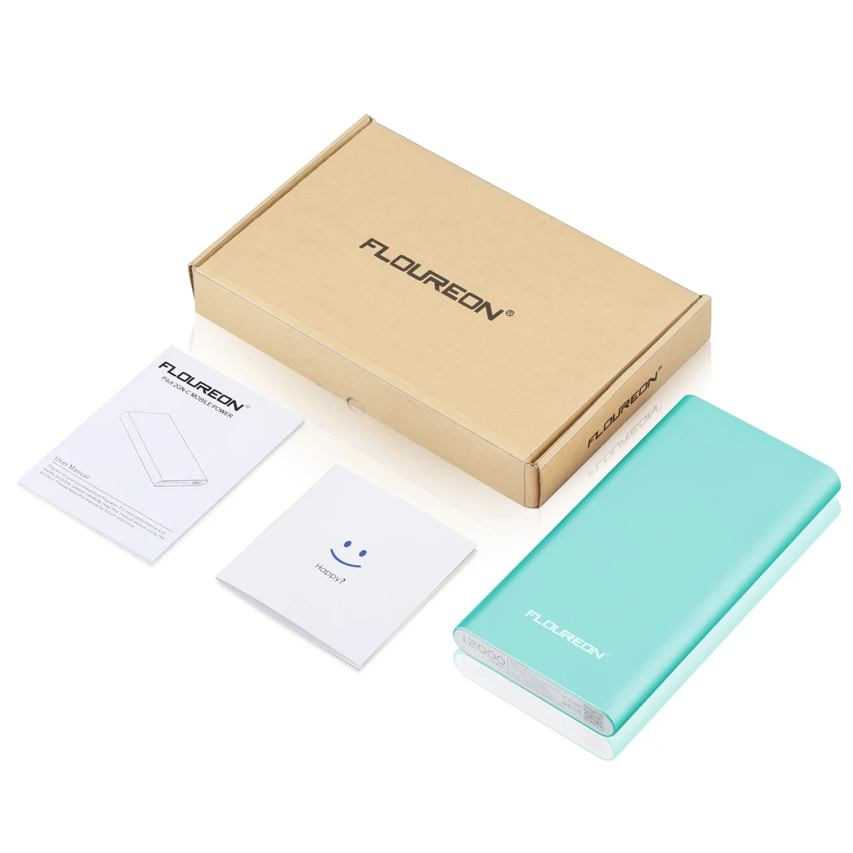 Mint Green Floureon Pilot 2GN-C 12000 мАч Внешний аккумулятор коробка зарядное устройство с 3A высокоскоростной выход Банк питания Зарядка - Цвет: Mint Green