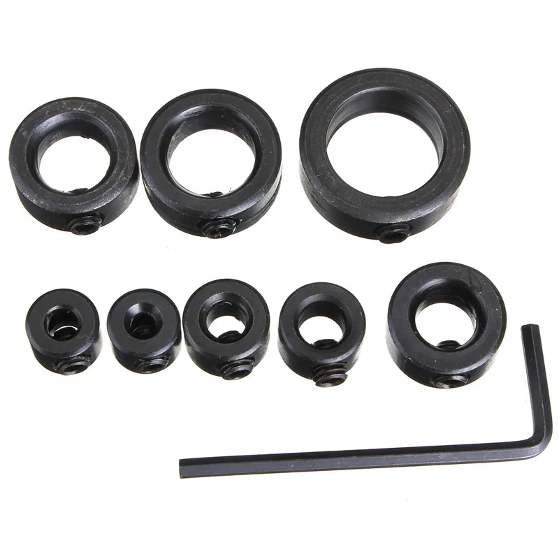 

8Pcs/Set Woodworking Drill Bit Depth Stop Collars Ring Positioner High Carbon Steel Drill Locator Top Quality
