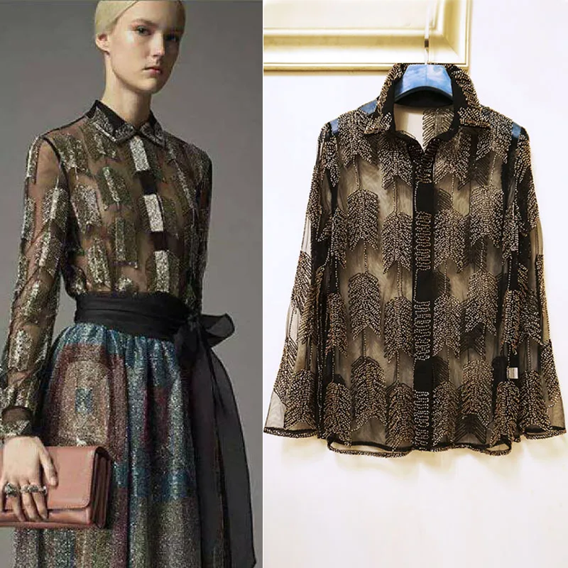 Оптовая продажа рубашки ручной работы с бисером и блестками Новинка 2020 Модная