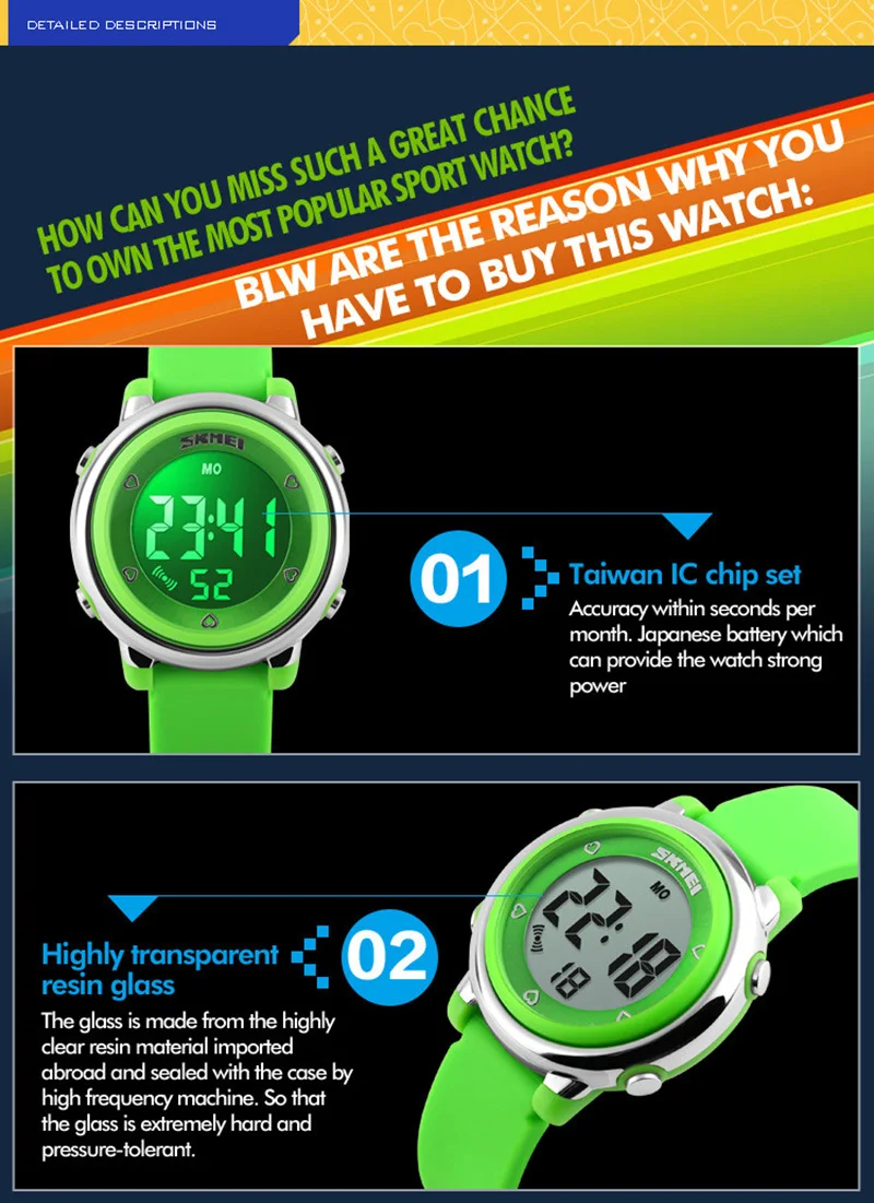 SKMEI Children watch LED Digital Sports Relojes Mujer Boys girls fashion Kids Cartoon Jelly Waterproof Wristwatches