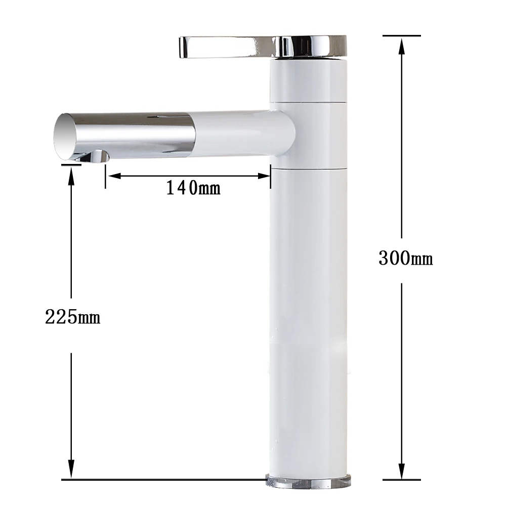 High White Painting Basin Taps Bathrooms Crane Torneira with Aerator 360 Free Rotation Single Lever Hot Cold Water Tap