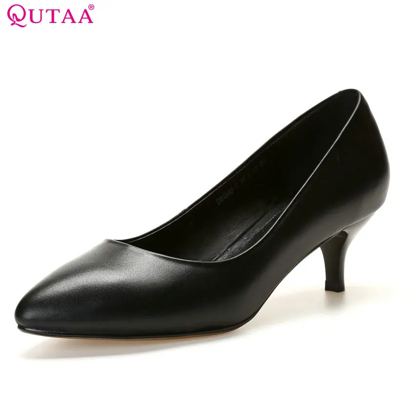Женские туфли лодочки QUTAA на платформе и тонком высоком каблуке 4 4/5 5/7 см из