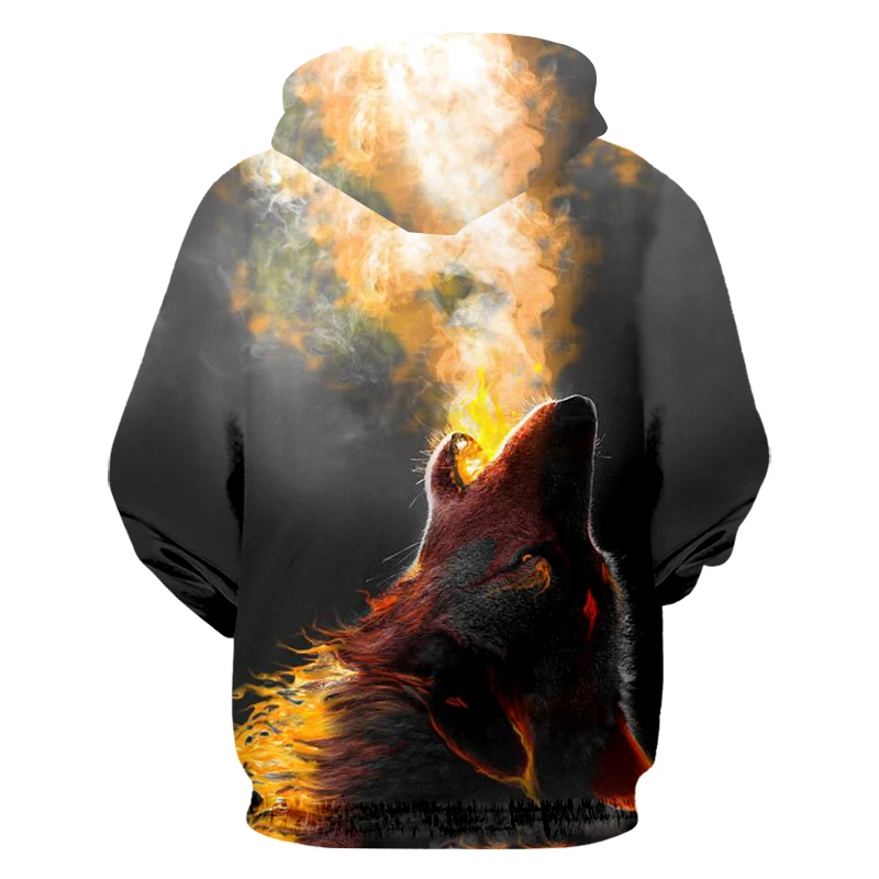 OGKB толстовки на молнии с принтом животных пожарный Волк 3d для мужчин/женщин