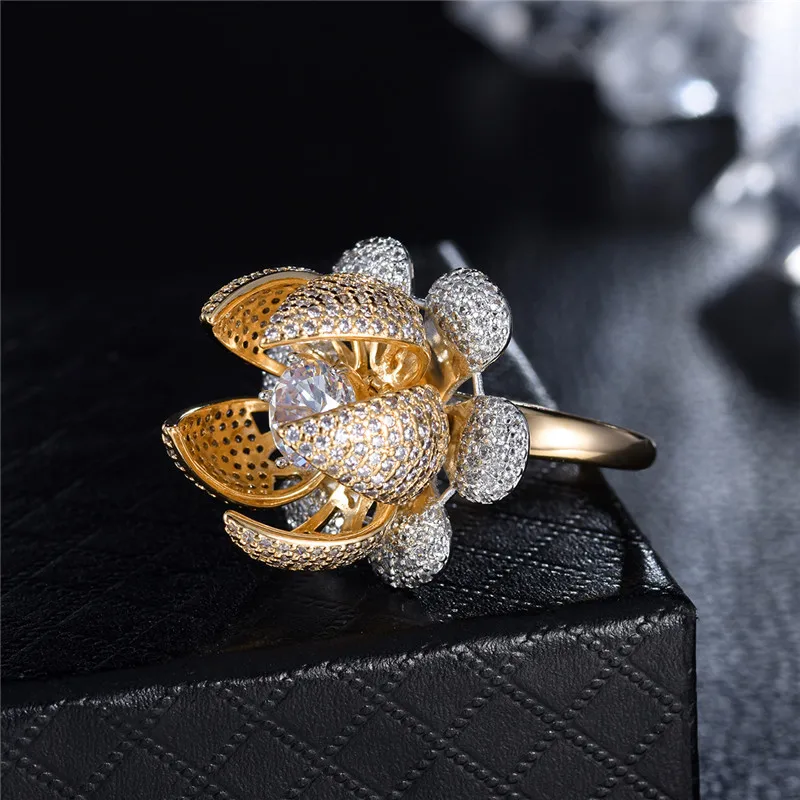 Женское кольцо с цветком MOLIAM регулируемое кубическим цирконием MLR672 2019 - купить по