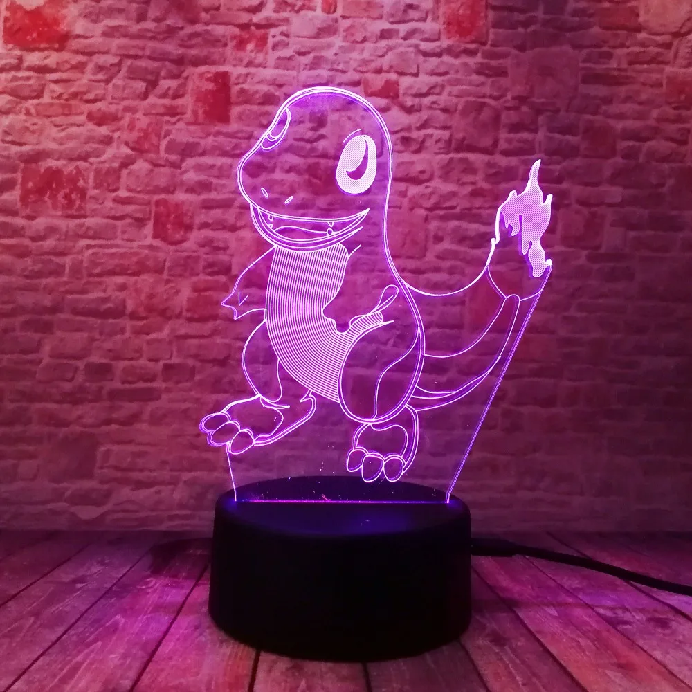 Горячие Pokemons Go игры Рождество 3D маленький Огненный Дракон светодиодный ночник 7
