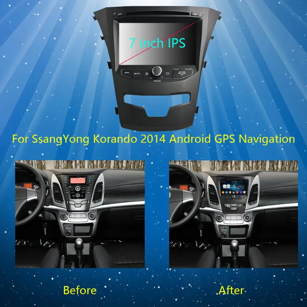 Автомобильный DVD плеер 7 дюймов IPS 1024*600 8 ядер 4 Гб + 64 ГБ Android 9 0 для SsangYong Korando 2013 2014 2015