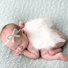 Ручная работа серые перья Крыло ангела реквизит для фотосъемки новорожденных цветочный набор повязок на голову аксессуары для фотосъемки новорожденных белое крыло Ангела