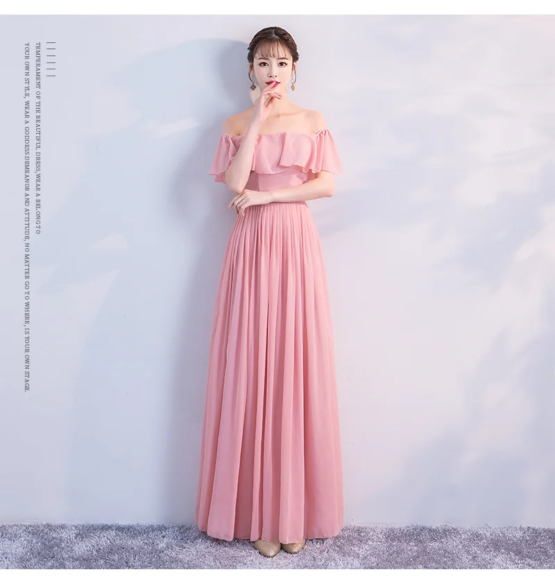 Розовое Шифоновое платье подружки невесты Простой в новом стиле для свадебной