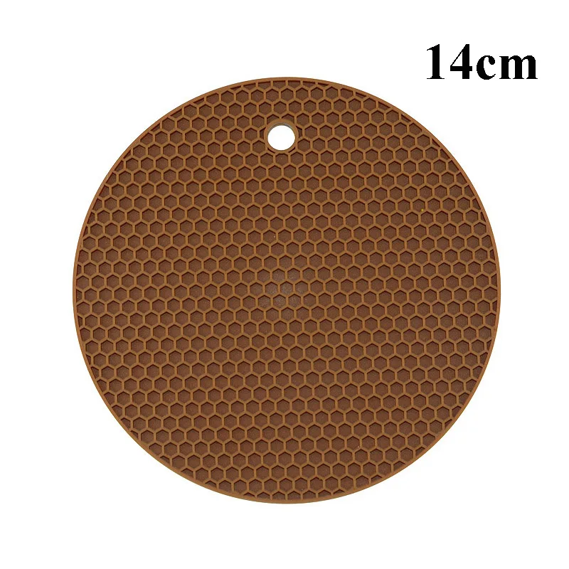 14cm Brown 18/14/9 см подставки для Кухня гаджеты силиконовый термостойкий Нескользящие утепление ковриками Pad кухонная салфетка-подставка для Товары R - Цвет: 14cm Brown