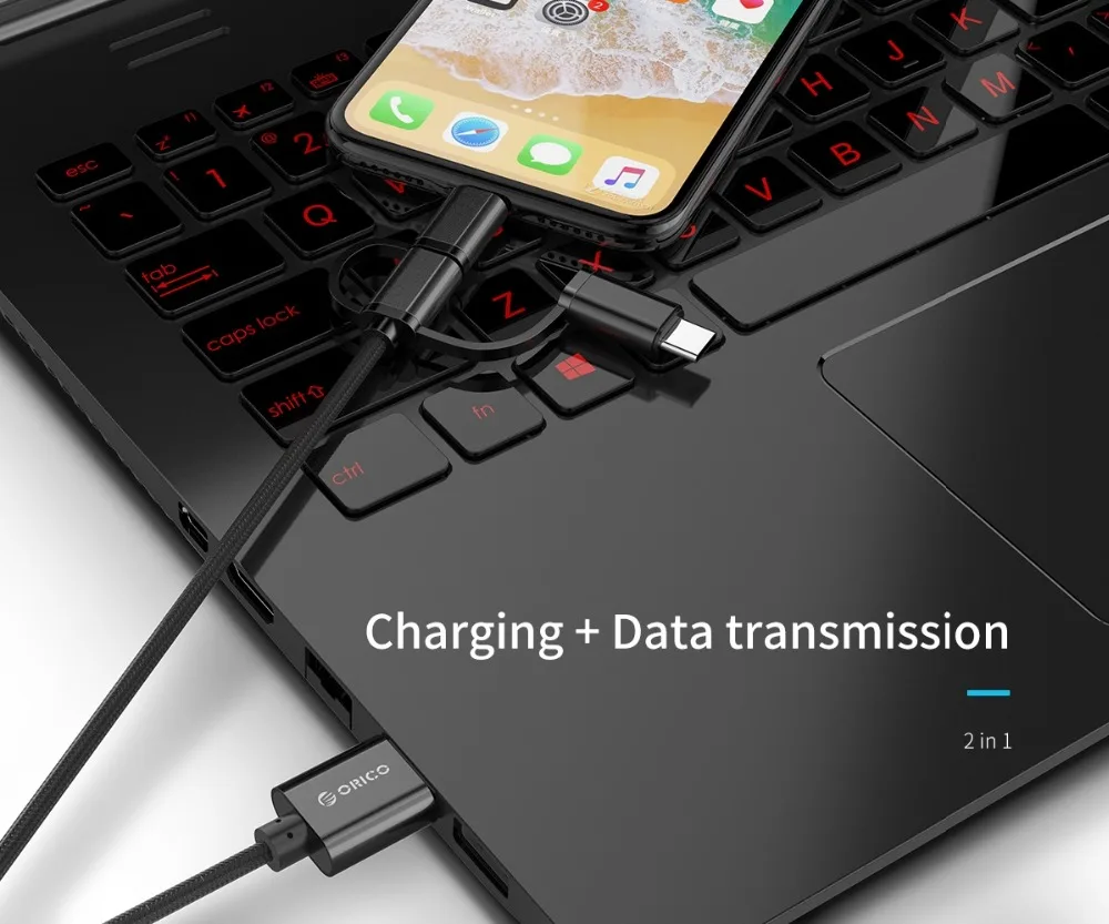ORICO 3в1 USB кабель type C Lighting Micro зарядный кабель для iPhone X 7 8 Plus IOS для Xiaomi huawei samsung кабели быстрой зарядки